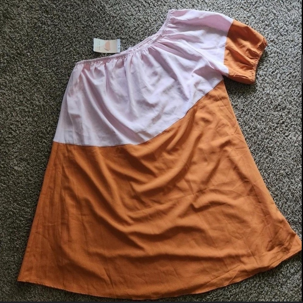 Kirundo One Shoulder Color block Dress - Pink and Orange-late summer resort wear